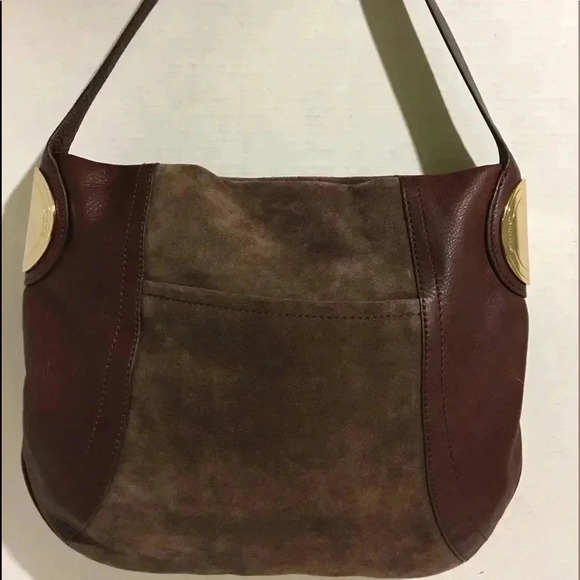 B. Makowsky Brown suede/ leather hobo bag - Picture 1 of 8